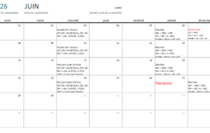 Calendrier prévisionnel cours Juin 2026